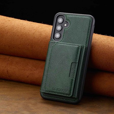 Etui til Samsung S25 Grønn Anti-skimming lommebok Magnetisk lærstativ