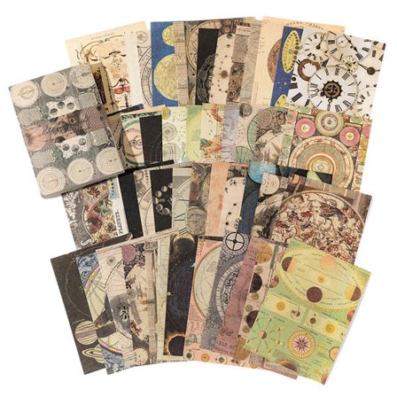 100 stycken packat scrapbook-papper Vintage Scrapbook-tillbehör Vintage Blomma Växt Klocka kollektion