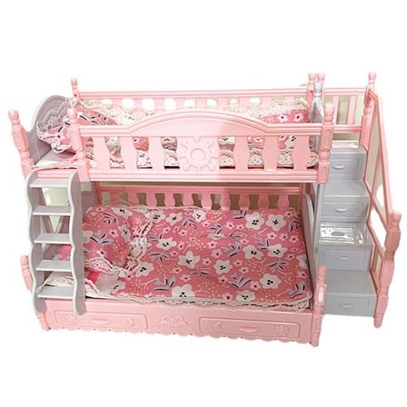 Dukkehus Køyesenger Miniatyr Princess Seng MED DYNE MED DYNE