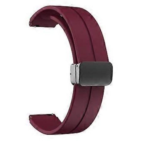 Kompatibel med Keep B4 / Huawei Watch Fit Mini 16mm silikonrem erstatningsklokkereim, svart foldespenne (vinrød)