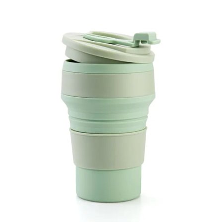 Sammenleggbar kopp med lokk for reise og camping
