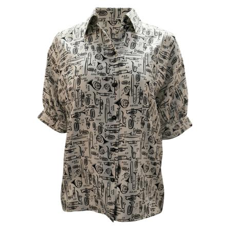 Dolce & Gabbana Pre-owned, Musical Instrument Printed Shirt Wit, Dames, Maat:S,Bedrukt