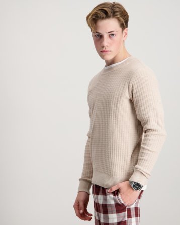 Jack & Jones JPRBLUBARKLEY KNIT CREW NECK JNR Beige Pulls Garçon - Kids Brand Store