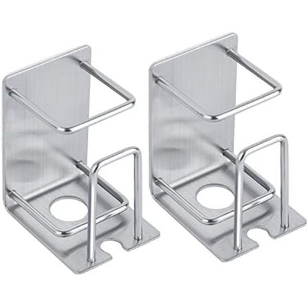 Set med 2 tandborsthållare i rostfritt stål med självhäftande väggmontering för badrum