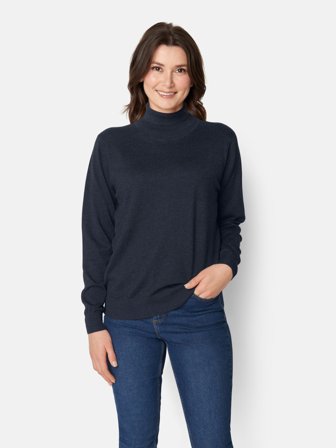 JENSEN - Strik Med Rullekrave - Navy