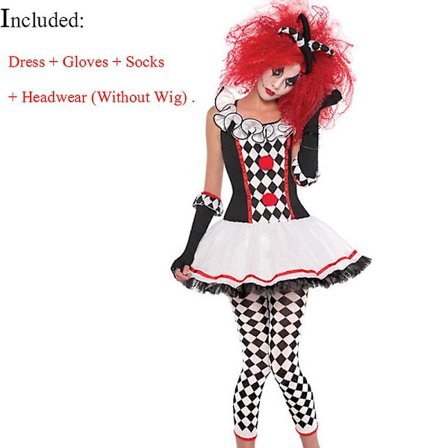 Multiple Lady Cirkusklovn Kostume Skør Fræk Harlekin Pennywise Rollespil Cosplay Karneval Halloween Fancy Festkjole Rød