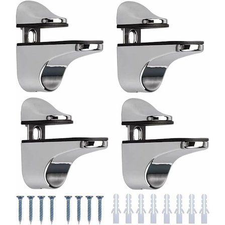 4 st glashyllstöd, justerbar polerad zinklegering bad