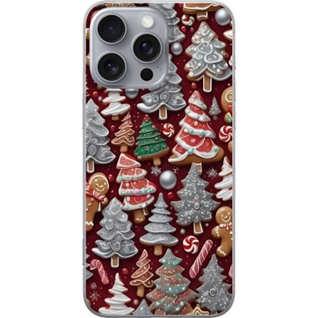 Kompatibelt Mobilskal till Apple Apple iPhone 16 Pro Max Mysigt julmotiv med granar, godis och vinterfärger