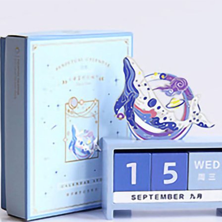 Evighedskalender i træ til skrivebord, boligdekoration, genanvendelig gave, Stjernefloden