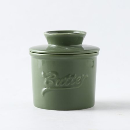 [LCS] Keramisk smörbytta med lock, fransk smörburk, förvaringsburk, bänk, bredbar mjuk smörbehållare, förvaringsburk med vattenlinje, köksutrustning
