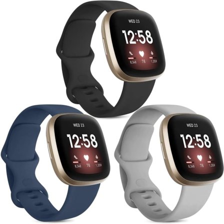 [3-pakkauksessa] Ranneke yhteensopiva Fitbit Versa 3 -rannekkeen/Fitbit Sense -rannekkeen kanssa, pehmeä silikoniranneke Fitbit Versa 3 / Fitbit Sense