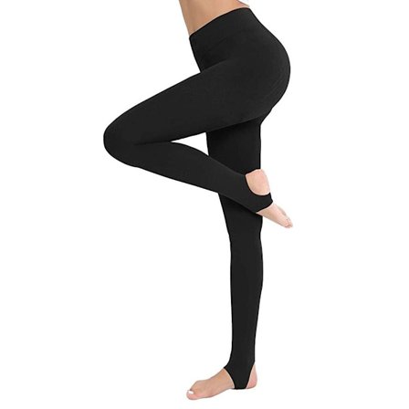 Vinter termiske strømpebukser med høy midje og elastisitet, ugjennomsiktig, svart KLB