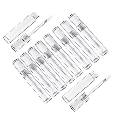 10 stk. tomme lipgloss-tuber, runde leppepomadeflasker, flytende tuber, klare påfyllbare sminkeforsyninger for kvinner