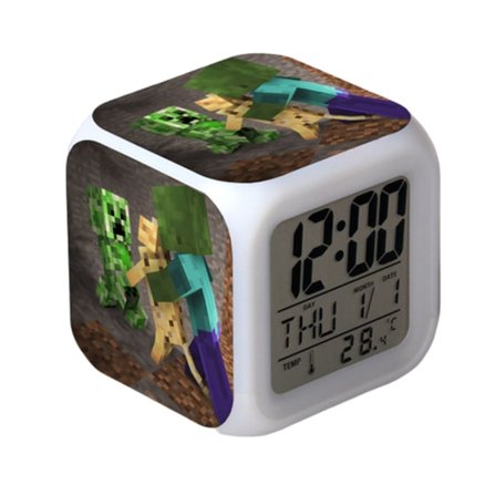 Wekity Anime Alarmklokke One Piece LED firkantet klokke Digital alarmklokke med tid, temperatur, alarm, dato