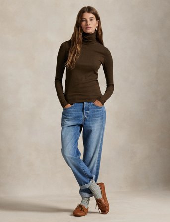 Polo Ralph Lauren Stretch-Blend Turtleneck - Brown - S