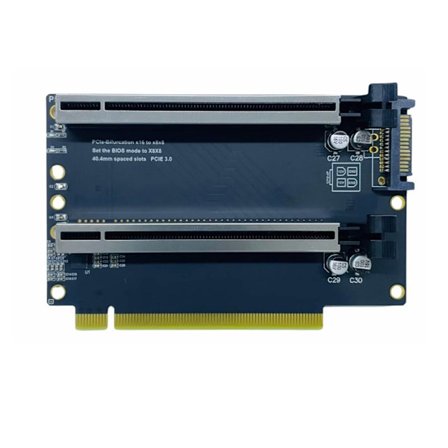 PCIE X16 splitter PCIE X8X8, SATA strømversion 40,4 mm plads