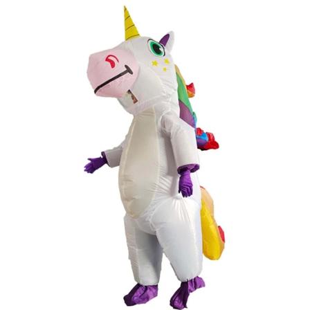 Täytettävä Yksisarvinen-asu Blow-Up Yksisarvinen-asu Lapsille Aikuisille Cosplay Fantasia-juhlat Täytettävä Hyppypuku Yksisarvinen
