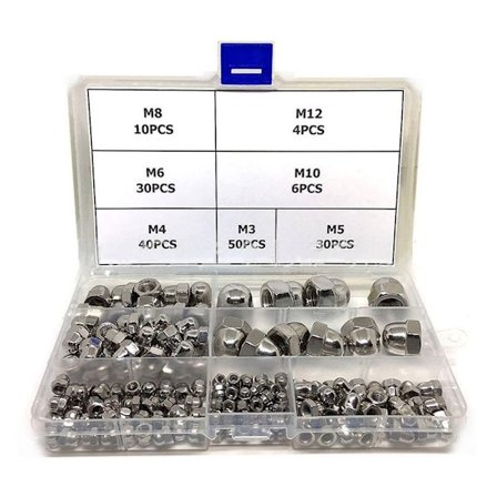170 stk. Acorn Cap Nuts Kuppel Cap Nuts Hex Nuts Sortimentssæt