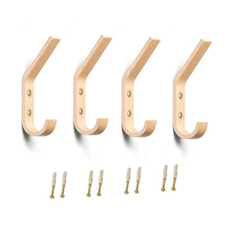 4 stk Veggkroker i Tre, Dekorative Kleskroker