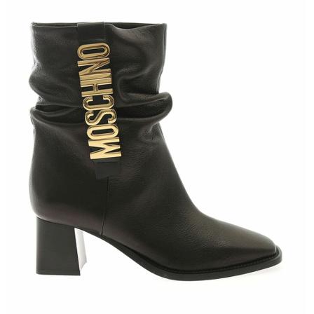 Moschino, metallic letters Ankle Boots Czarny, Kobieta, Rozmiar: 41 EU