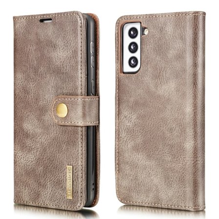 DG.MING 2-in-1 Magnet Wallet Samsung Galaxy S21 Brown