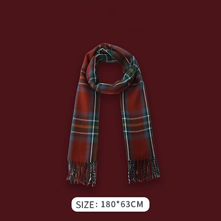 Nyttårs rød julegave imitert kasjmirskjerf kvinnelig vintersjal all-match skjerf (rutete vinrød)