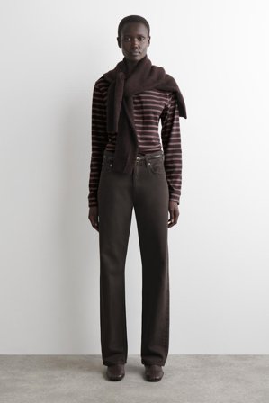 COS Women's T-Shirt Oversize A Maniche Lunghe In Cotone in Marrone