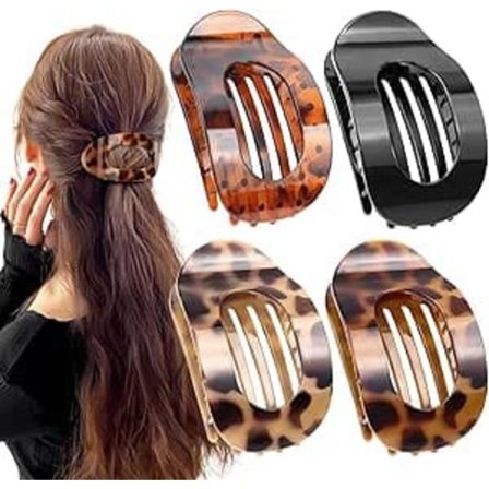 Hårklemme Dame - 4-pak - Flad Anti-Skrid - Til Tykt/Tyndt Hår - Hverdag/Sport