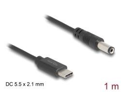 Delock USB-C Power Cable to DC 5.5 x 2.1 mm male 1 m
