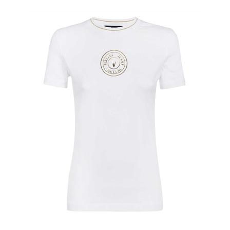 Versace Jeans Couture T-Shirt with small v-emblem print vit, Dam, Dam, Storlek: M