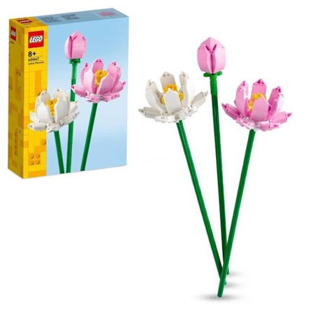LEGO 40647 Creator Lotus Flowers, byggsats för flickor och pojkar i åldrarna 8, med 3 konstgjorda blommor