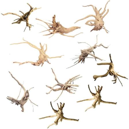 Mini Drivtømmer til Akvarium Naturlige Trægrene Fiskekum Dekorationer Reptiler Træstamme Drivtømmer Assorteret (10 Pak)