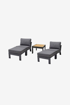 LifestyleGarden - Oleskeluryhmä, jossa tuolit+rahit PALAU - Harmaa - Lounge-kalusteet - - Homeroom