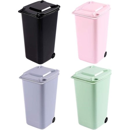 Sopsäck för kontor, Mini papperskorg för skrivbord, Sopbehållare-set med pennställ, läppar och hjul (4-pack)
