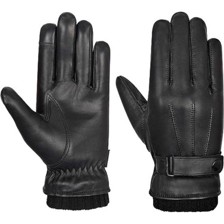 Herrehandsker i ægte læder | Handsker til mænd Vinter Varme Handsker Touchscreen Fleeceforet Kuldehandsker Læder Kørehandsker Casual Udendørs Spo