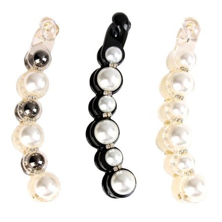 3 stk. Perle Banan Hårklemmer Kunstig Rhinestone Perle Hårspenner Elegant Hestehaleholder Franske Spretter Hårtilbehør