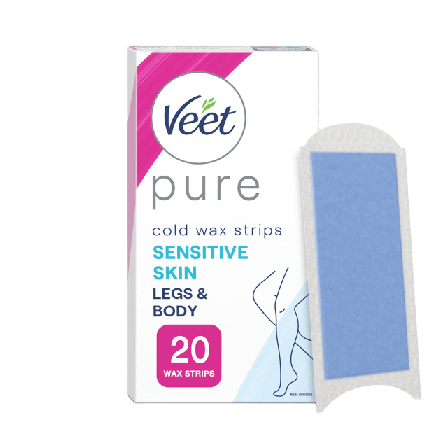 Veet Pure Legs Sensetive Cold Wax Strips Hårborttagning Unisex 20 PCS