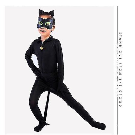 Cosplay Cat Noir Barn Bodysuit Black Cat Halloween Set Kids Dance Show Ladybug høj kvalitet