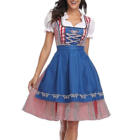 Tysk Oktoberfest-kjole til kvinder Voksen Dirndl Traditionel bayersk ølkarneval Fraulein Cosplay
