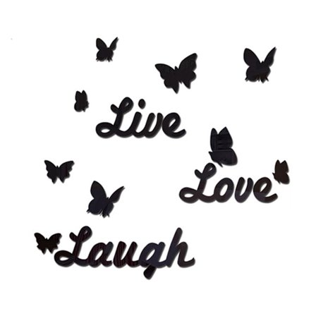 3D Butterfly Letter Sticker Självhäftande Clings Spegeleffekt Bröllop Vardagsrum Heminredning