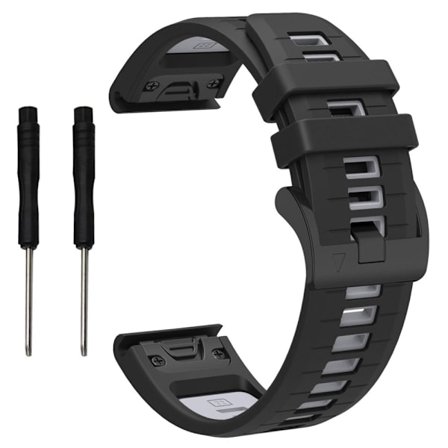 Garmin Fenix 8 47mm / Fenix E 47mm / Fenix 7 Quick Release Watch Band Dual Color 22mm Silicone Wrist Strap - Svart / Grå