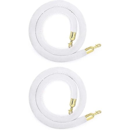 2-pakning Hvit Fløyel Stokk Tau med Gullkroker, Fløyel Tau Sikkerhetsbarriere for Festdekorasjoner, 1,5 Meter