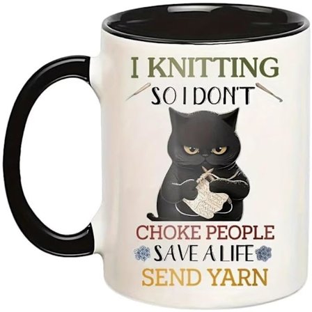 Jeg Hekler Så Jeg Ikke Kveler Folk Kopper, Hekling Katt Kaffe Kanne 11oz, Morsom Katt Nyhet Gaver For Strikking Elskere Kvinner Mor, Personlig Kanne 
