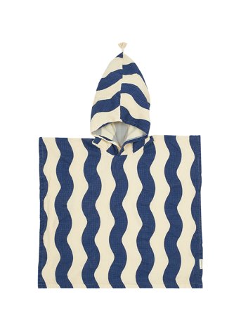 NOBODINOZ Portofino Poncho 6-9Y Muslin Lining - Navy - 6-9Y