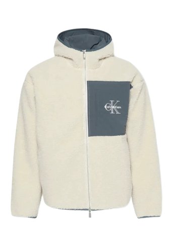 Sherpa Funnel Neck Full Zip Hood Cream Calvin Klein Jeans