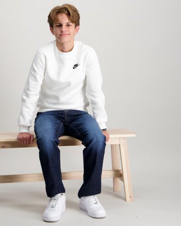 Nike K Nsw Club Flc Crew Ls Lbr Hvid Trøjer Dreng - Kids Brand Store