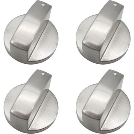 4 Dele Udskiftning Sølv Metal Komfurknap - 8mm - Universal Gaskomfur Kontrolknap