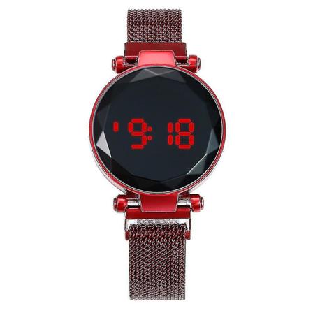 Business Rund Led Armbandsur för Kvinnor Touch Screen Legering elektronisk watch Red