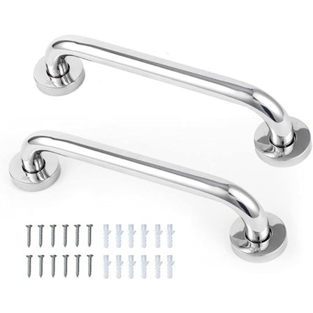 2-pack halkfria handtag, badrumshandtag i rostfritt stål för badkar och dusch, lämpliga för äldre och barn, 30 cm