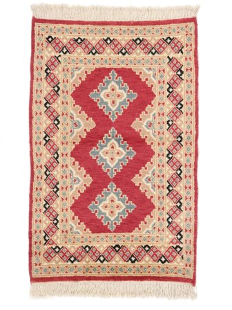 Tkany Ręcznie Pakistański Bucharski 2Ply Dywan 63X100 Wełniany Brunatny/Pomarańczowy Mały